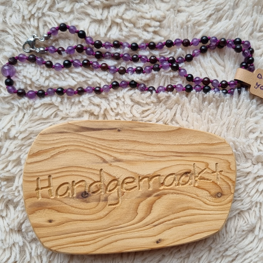 Fijne ketting amethist en granaat